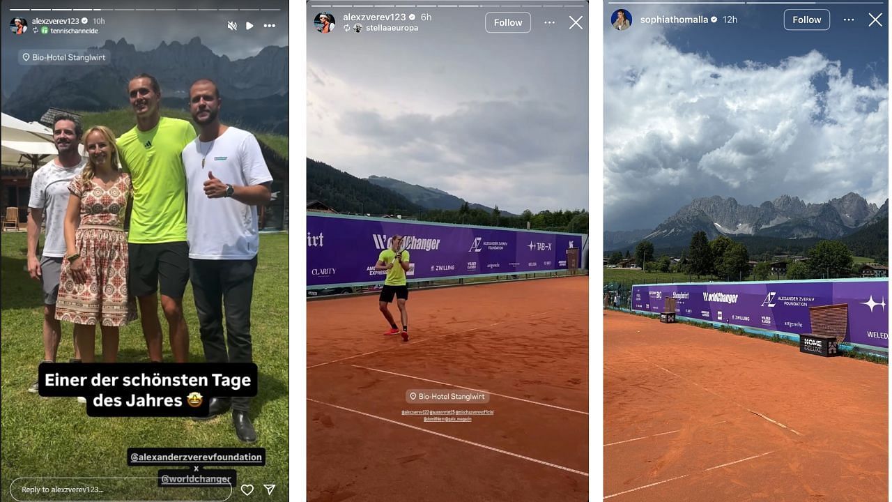 Zverev and Sophia's Instagram story